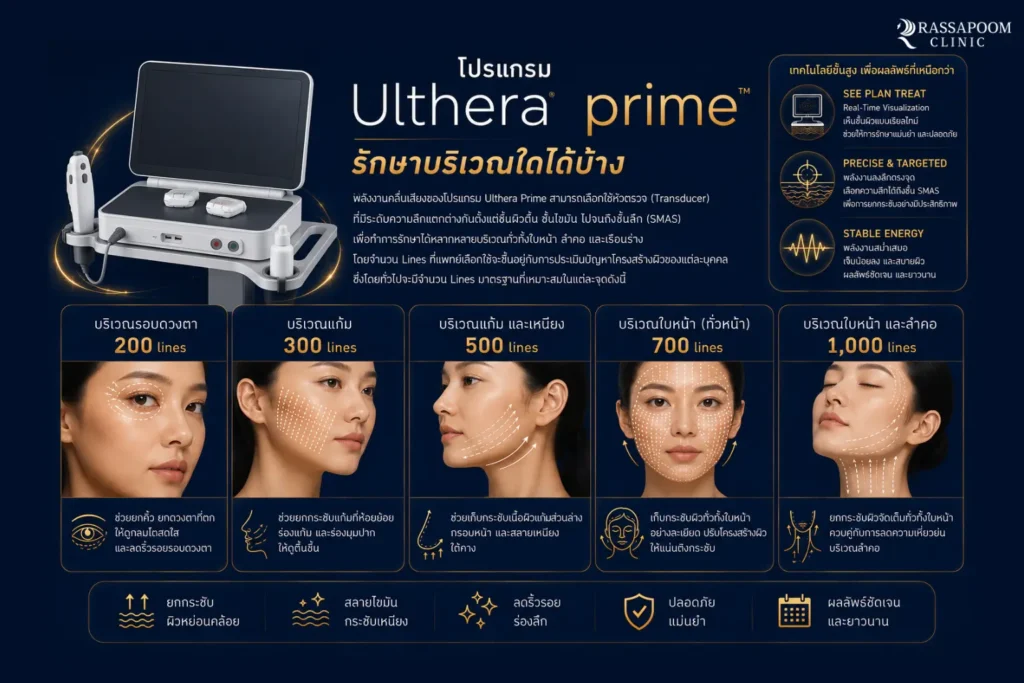โปรแกรม Ulthera Prime รักษาบริเวณใดบ้าง