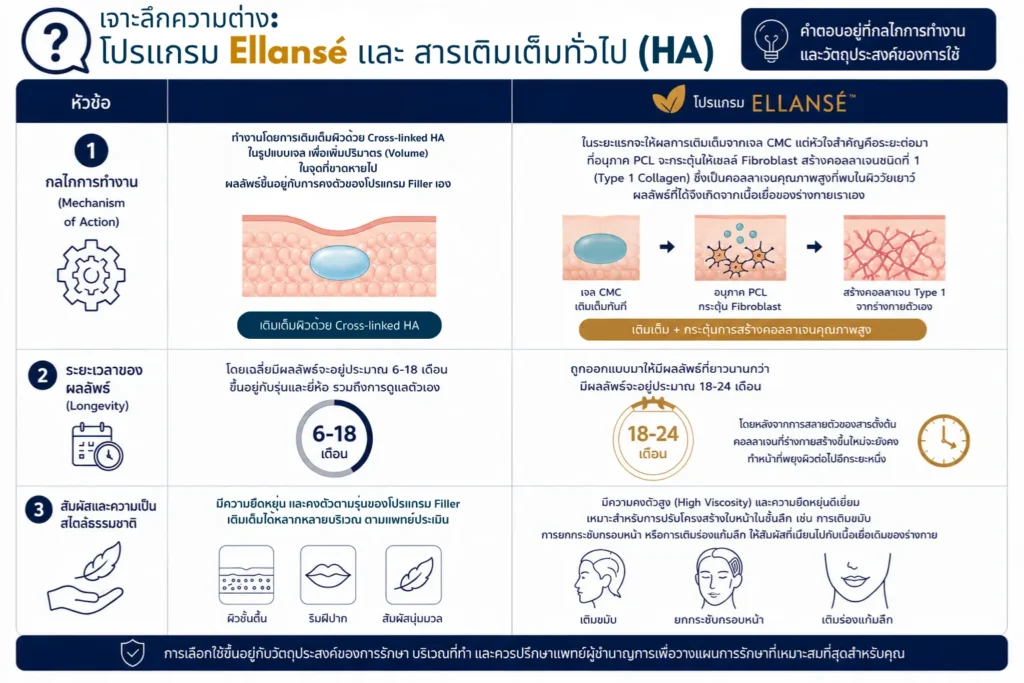 เจาะลึกความต่าง โปรแกรม Ellanse และ สารเติมเต็มทั่วไป (HA)