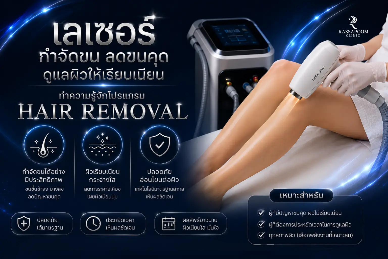 เลเซอร์กำจัดขน ลดขนคุด ดูแลผิวให้เรียบเนียน ทำความรู้จักโปรแกรม Hair Removal