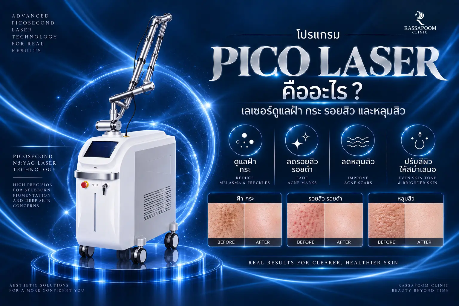 โปรแกรม Pico Laser คืออะไร เลเซอร์ดูแลฝ้า กระ รอยสิว และหลุมสิว
