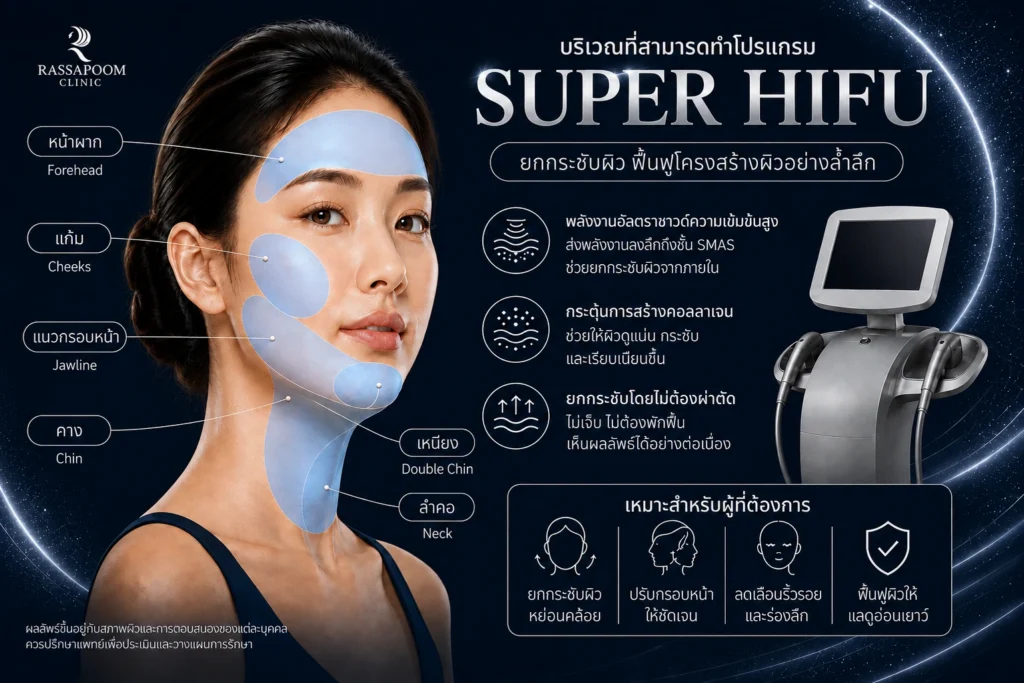 โปรแกรม SUPER HIFU ดูแลบริเวณไหน และเหมาะกับปัญหาอะไร