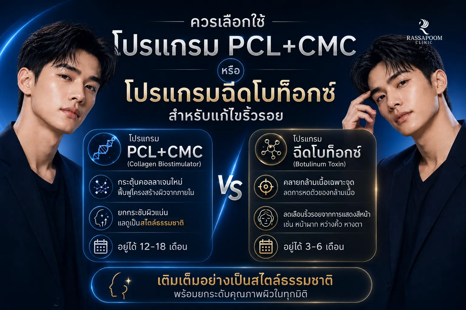 ควรเลือกใช้โปรแกรม PCL+CMC หรือโปรแกรมฉีดโบท็อกซ์สำหรับแก้ไขริ้วรอย