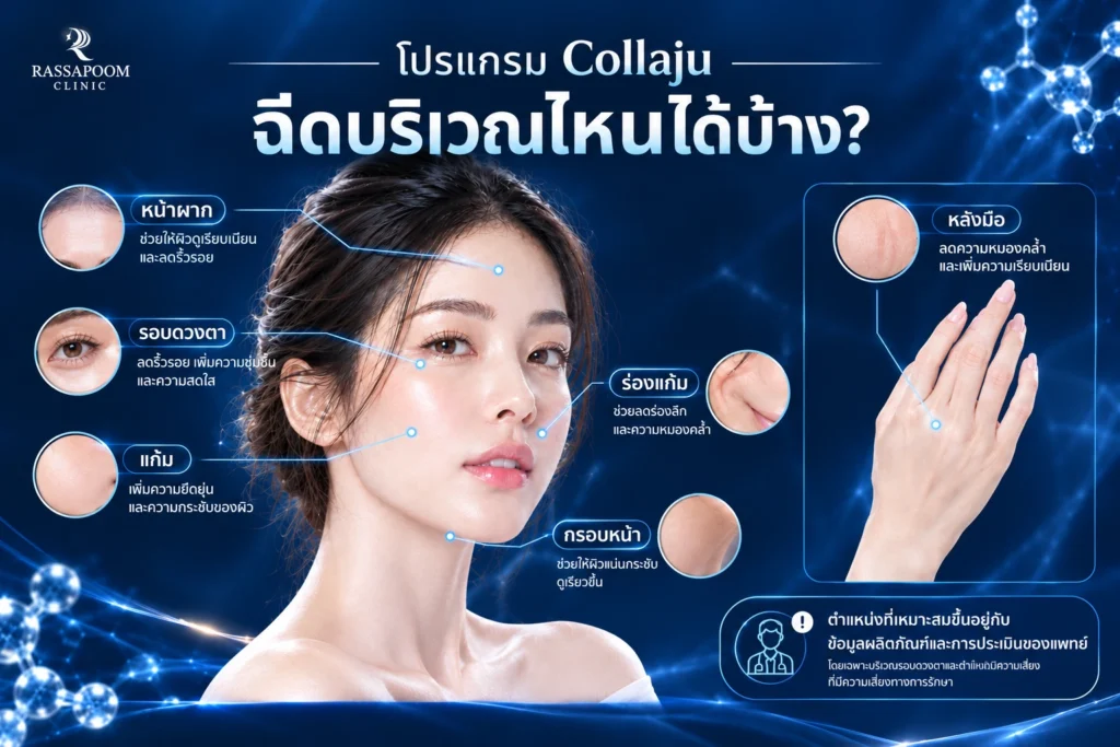 โปรแกรม Collaju ฉีดบริเวณไหนได้บ้าง?